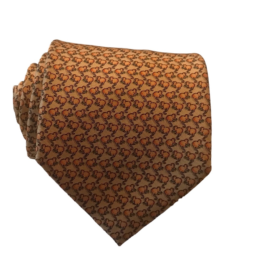 Vintage DAKS London 100% Silk Tie Brown Orange Micro-Pattern Classic Necktie UK